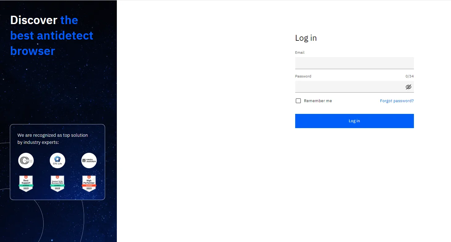 Interface of Multilogin