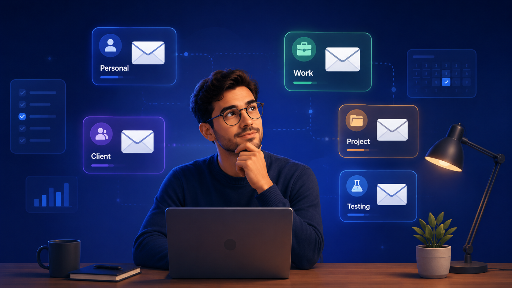 Person deciding when to create multiple Gmail accounts for personal, work, client, project, and testing workflows  Image title:
