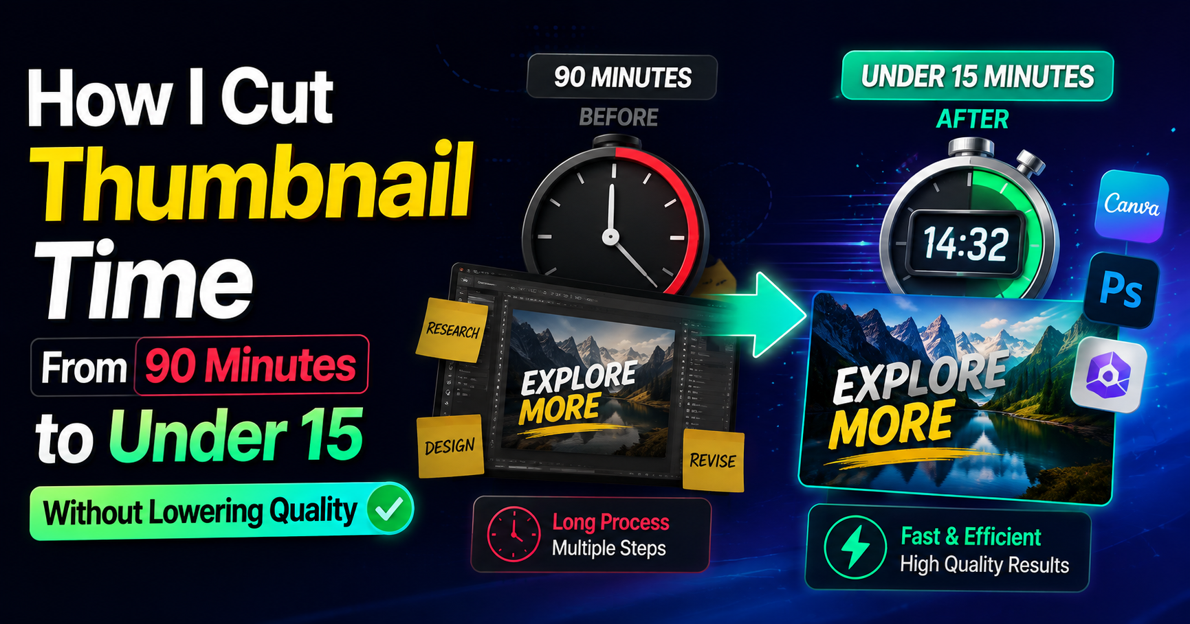 How I Cut Thumbnail Time From 90 Minutes to Under 15 Without Lowering Quality