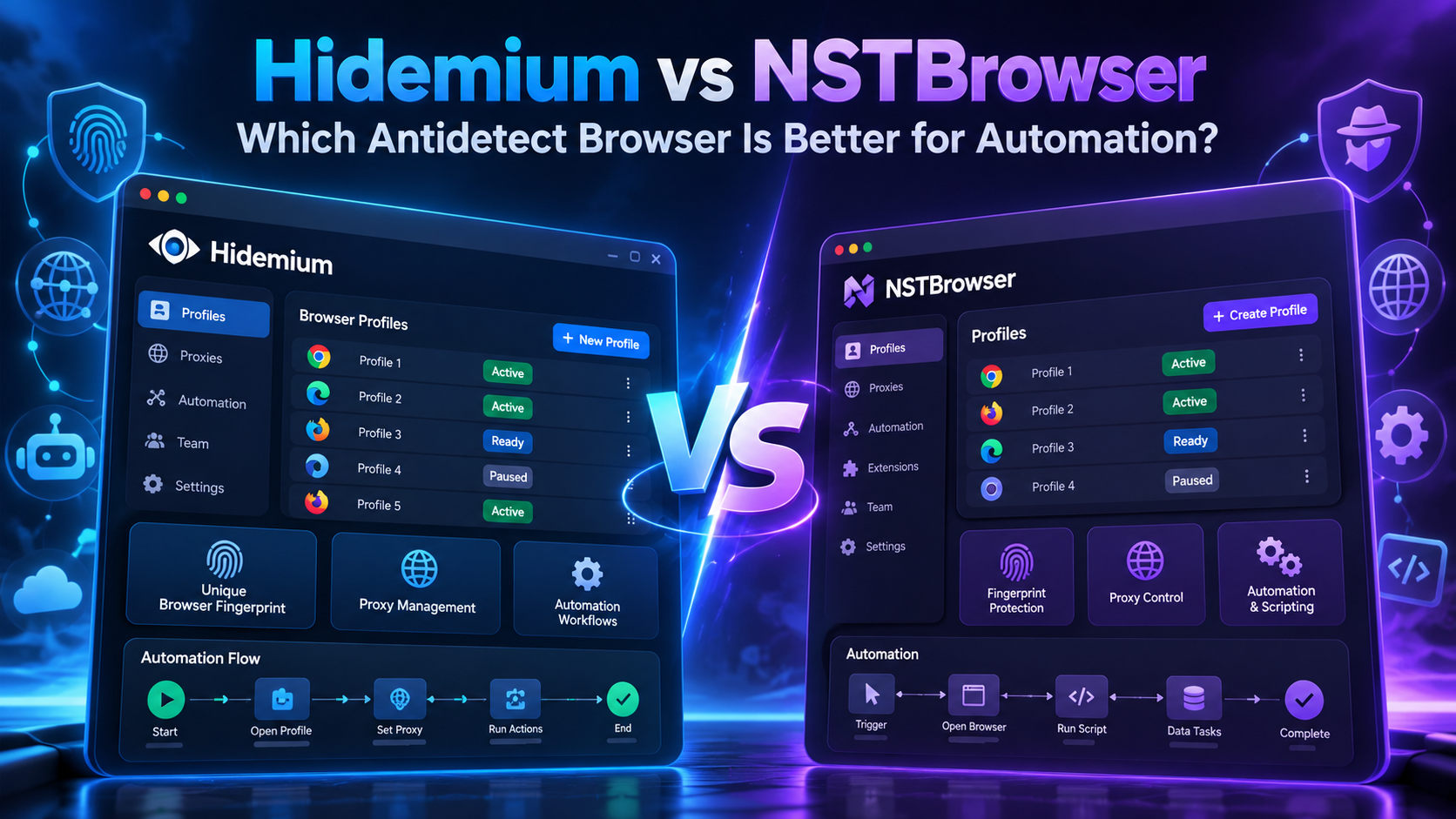 Hidemium vs NSTBrowser:哪款指纹浏览器更适合自动化?